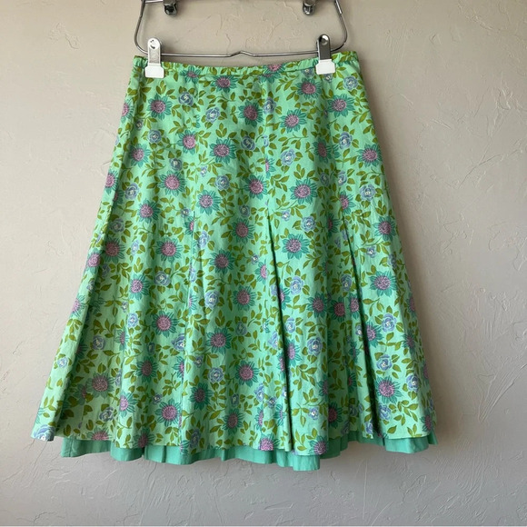 Garnet Hill Green Pleated Midi Skirt Resort Wear - Picture 4 of 6